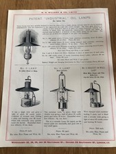 1917 w.h. willcox of london double sided print ! patent industrial oil lamps