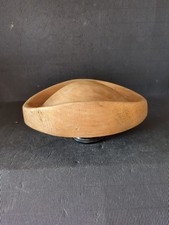 VINTAGE WOODEN MILLINERS HAT DISPLAY MOULD ON SHORT STAND