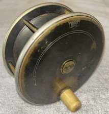 Brass & Ebonite Platewind Salmon Fly Reel P D MALLOCH'S of Perth 4 3/4" Dia x 2"
