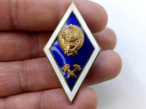 Soviet rhombus badge on - badge,