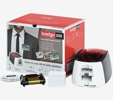 Plastic ID Card Printer Starter Kit Badgy 200 Inc Software Ribbon & Cards Bundle