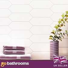 White Gloss Irregular Hexagon Pixie Wall Indoor Ceramic Tile 100x300mm Box