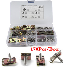 170x U Nut Fasteners Car Interior Trim Fender Bumper Self Tapping Screw U Clips