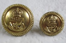 2x British:"ROYAL NAVY OFFICER'S GILDED BRASS BUTTONS" (23mm-17mm, WW1-WW2 Era)