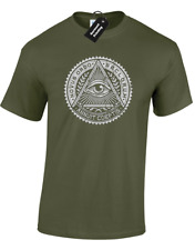 VINTAGE ILLUMINATI MENS T SHIRT TEE PYRAMID EYE CONSPIRACY PYRAMID NEW MASONS