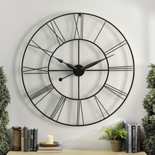 80cm Oversized Metal Wall Clock Round Skeleton Design Roman Numerals Skeleton