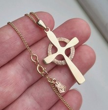 Hallmarked 9ct Clogau Yellow & Rose Welsh Gold Celtic Cross Pendant Necklace 6g