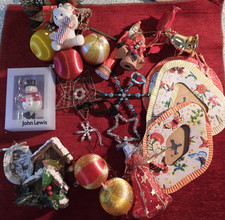 Small but quality job lot vintage Christmas decorations. Beaded stars, lanterns