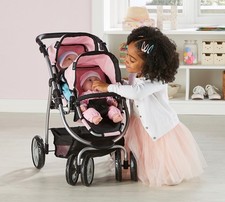 Silver Cross Dolls Pram Twin Wave Stroller Tandem Pushchair Double Buggy Fun Toy