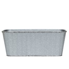 Garden Gear Steel Effect Metal Trough Flower Pot 38cm x17cm x15cm 4 Drilled Hole