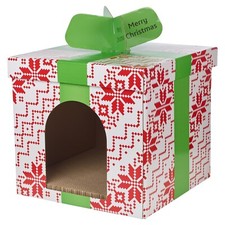 Christmas Gift Box Design Cardboard Cat Scratching Play House Yard Easy Assembly