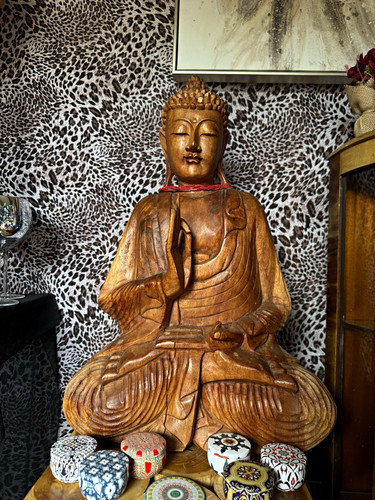 Large carved wooden seated - carved,