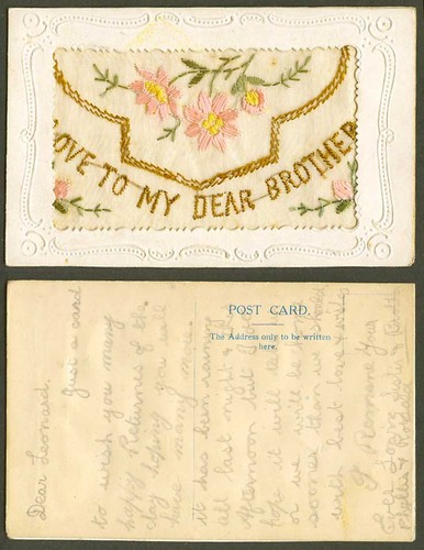 Ww1 silk embroidered french - silk,