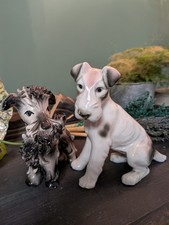 Vintage Ceramic Dog Figurines – Terrier & Stylised Black Dog – 1950s–70s