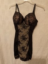 Womens:Marilyn Monroe Intimates Champagne&Black Lace Panel Sz.1X