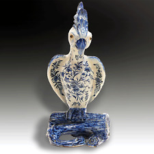 French or Italian Large Faience Parrot-19thC-Superb quality - 42cm (16.5") tall.