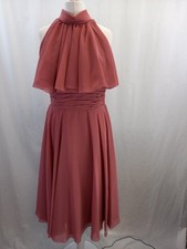 John Charles Dusky Pink Chiffon EveningParty Dress Size small 10 Vintage VGC 