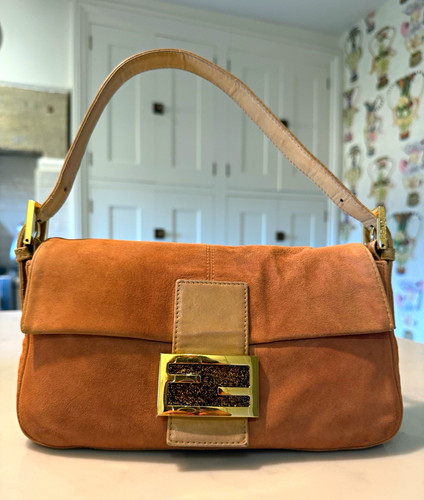 Fendi beige suede leather - beige, suede/leather