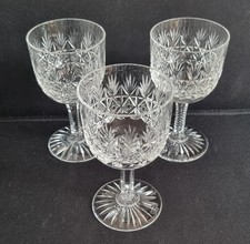 3 Beautiful Thomas Webb Highly Cut Crystal Wine Glasses- Wellington Pattern