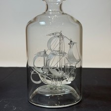 Vintage Hand Blown Glass Ship