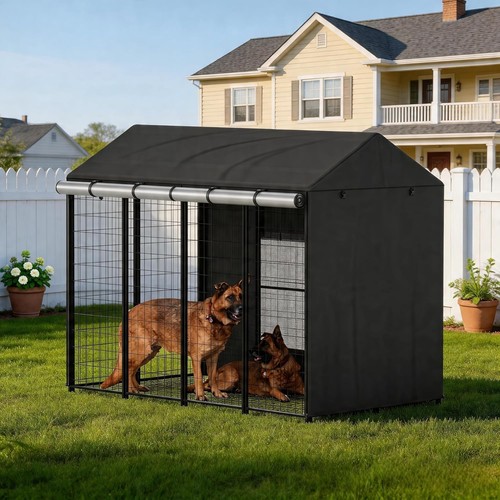 Covered dog kennel - kennel, outdoor