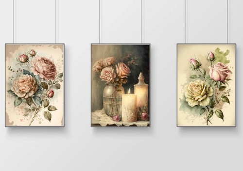 Pink rose flowers print - pink,