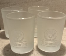 4 x  Jagermeister Shot Glasses - Official Branded - Frosted - NEW