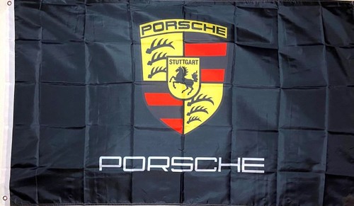 Porsche black horiz flag 3x5 - black,