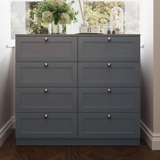 8 Drawer Chest of Drawers Shaker Style Modern Bedroom Furniture Matt Grey