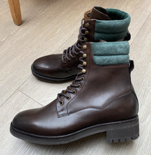 NEW DARK BROWN LEATHER POLO RALPH LAUREN BRYSON BOOTS, UK 8/42