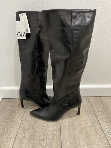 Zara black patent - patent, knee-high