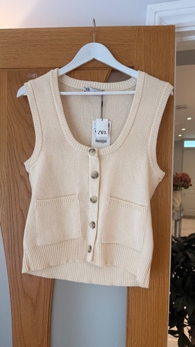 Cream zara knit waistcoat - zara, size
