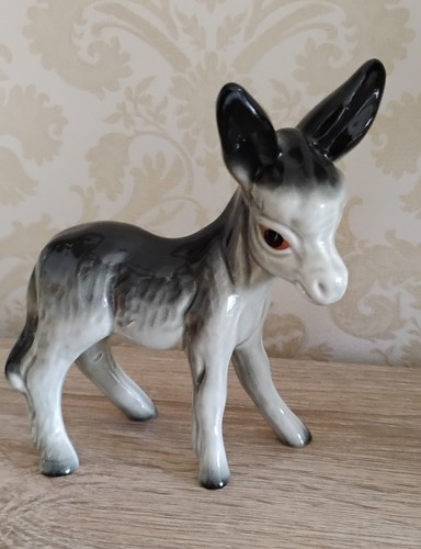 Ceramic grey donkey - donkey, foal
