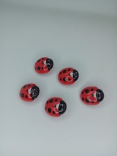 Vintage Plastic Ladybird Buttons  x5 Shank Style Novelty Approx 2 x 1.5 cm