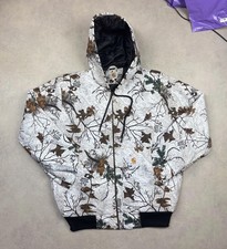 Carhartt White Real Tree Camo Active Wear Zip Up Hooded Outdoor Jacket Large 