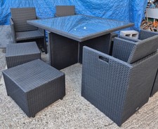 Royalcraft 8 Seater Rattan Dining Garden Furniture Set Chairs, Stools and Table