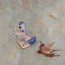 Vintage Franklin Mint unicorn - Hungarian Herand - porcelain 24k gold - EUC