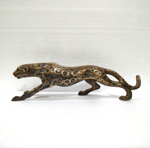 Large leopard metal statue - large,