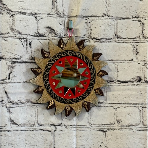 Red gold sun mosaic - gold, tile
