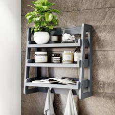 SALE Small 3 Tier Hanging Rack Bathroom Storage MDF, Grey (FSC 100%)