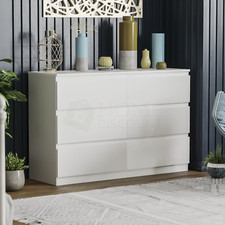SALE 6 Drawer Chest of Drawers Modern Bedside Table Cabinet Bedroom White