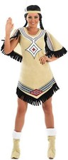 Women`s Native American Costume Ladies Indian Girl Scout Fancy Dress S - XXL