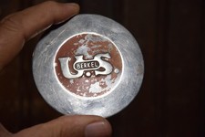 U.S. BERKEL METAL BADGE STAMPED PAINTED EMBLEM 2-3/4" ROUND 1950s VINTAGE MEAT