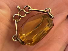 Antique 9ct Gold & Citrine Spinner Fob Pendant (C335)