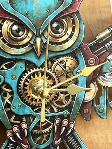 Clock steampunk turquoise owl - clock,