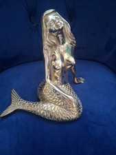 Brass Mermaid Nude Sculpture Statue Bust figurine 6" x 7.5"