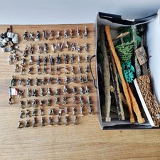 80+ Metal Wargame Figures Napoleonic War Soldiers 30mm Vintage War Scene Bushes