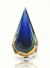 Striking Murano Sommerso Technique Art Glass Faceted Prism Sculpture