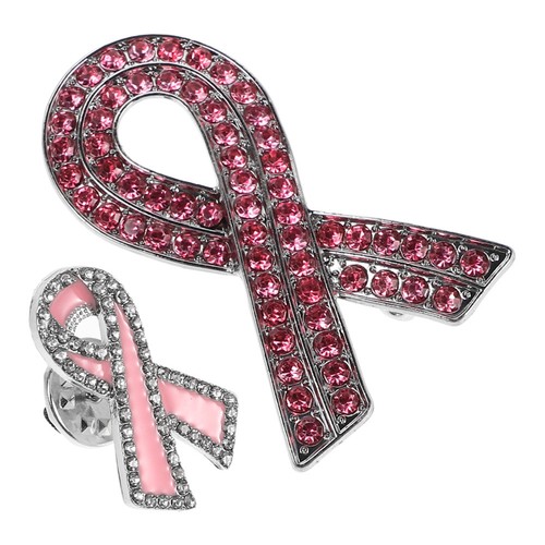 Alloy pink breastpin ribbon - pink,