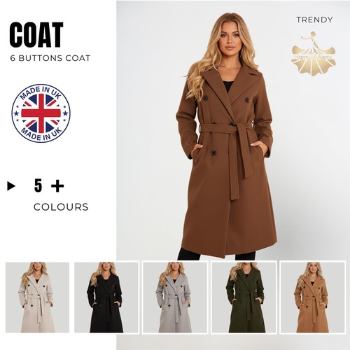 Ladies long coat button - coat,